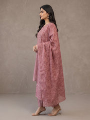 Ajwa Collection | Dusty Rose Embroidered 3-Piece Suit