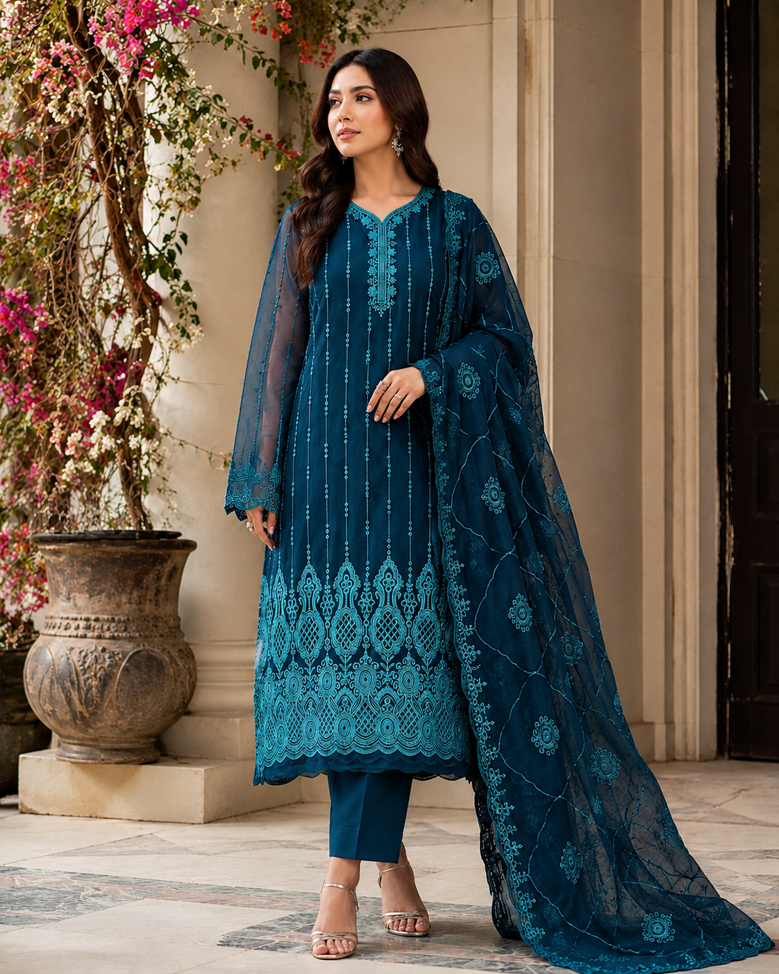 Neelam — Luxury chiffon Embroidered Ensemble