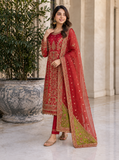 Zarposh net embroided 3pc open long shirt