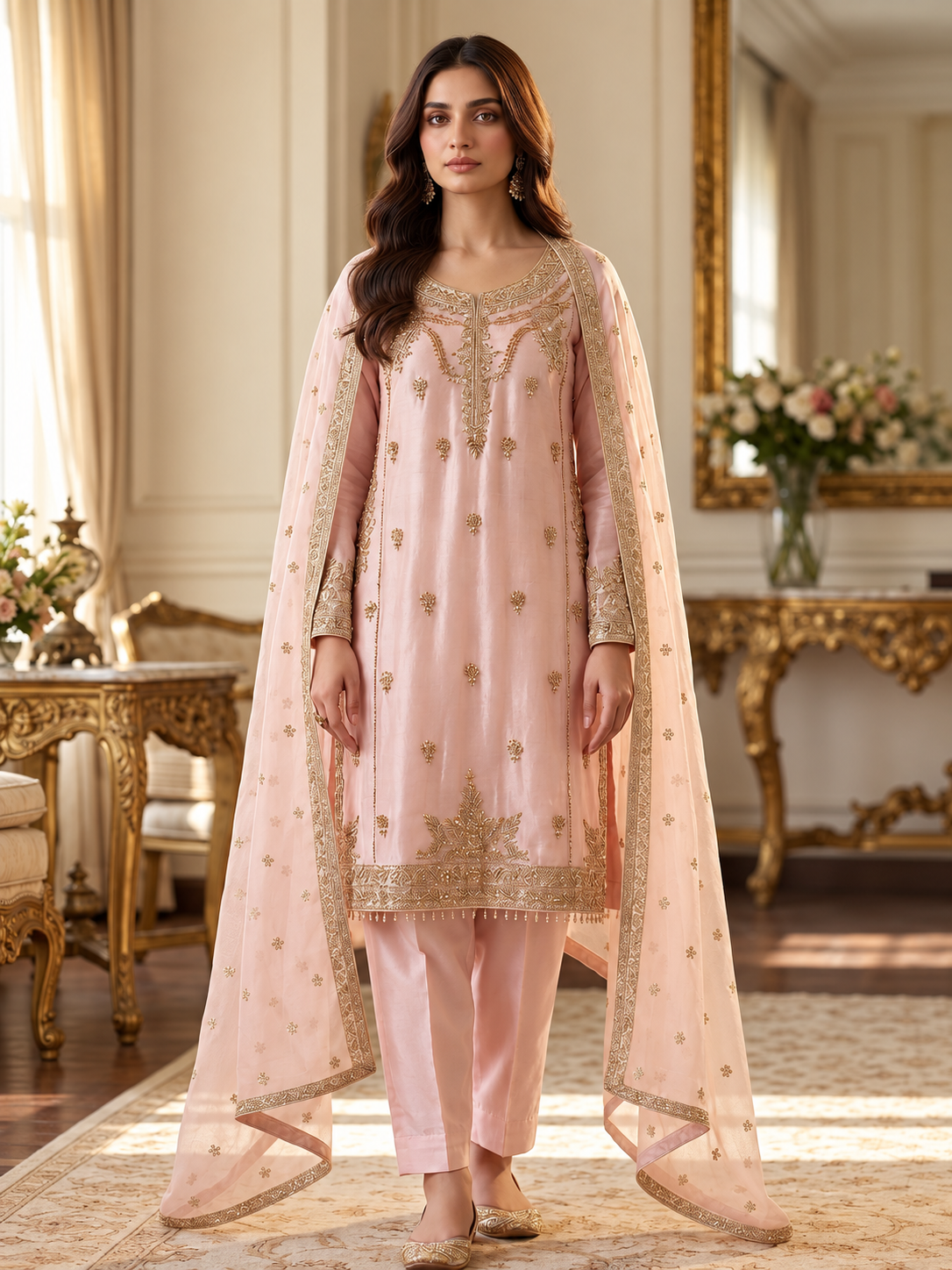 Roshanara Mirror silk hand emblished 3pc
