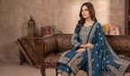 Ajwa Collection – Teal Blue Embroidered 3-Piece Suit