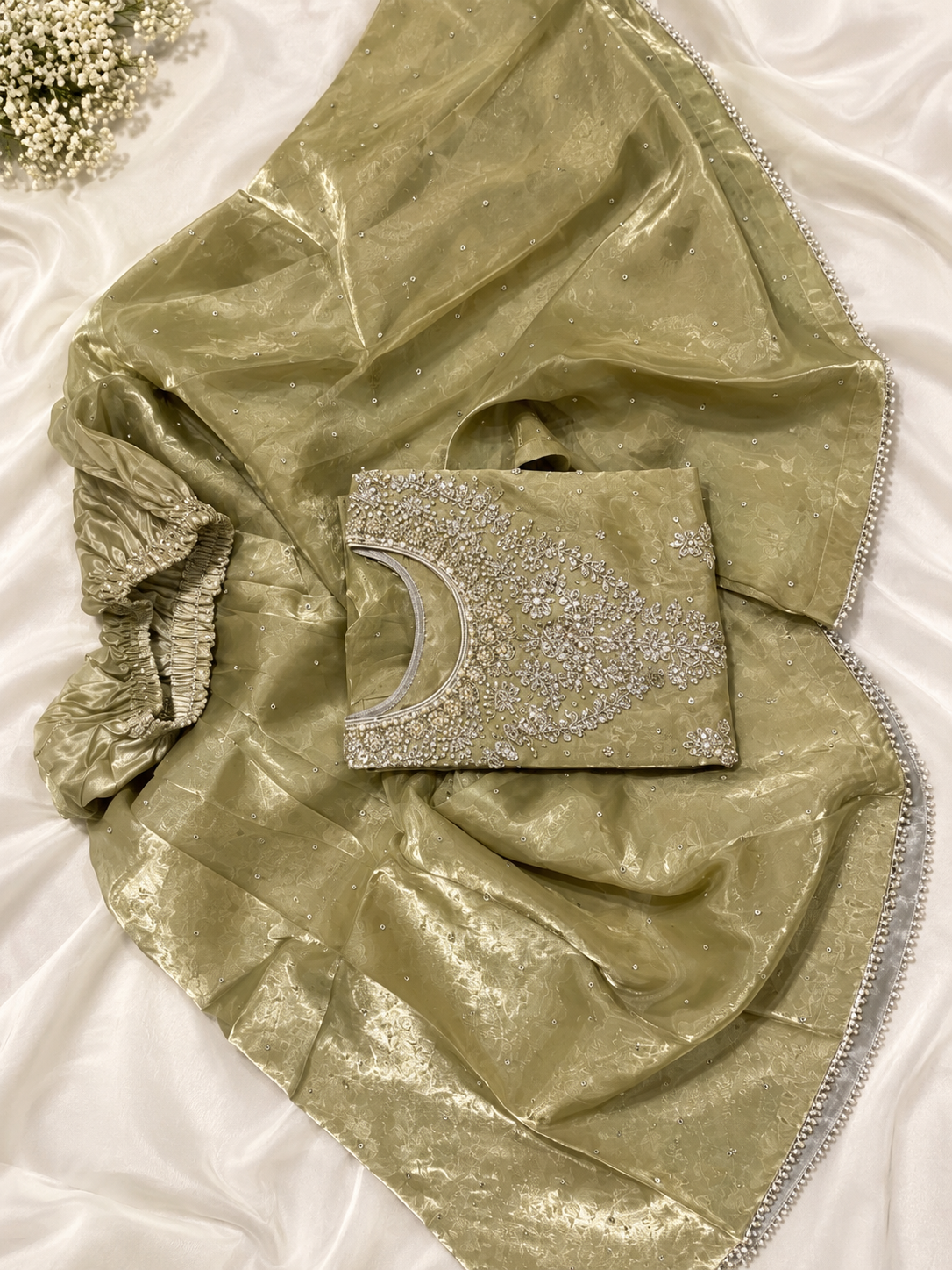 Shehnai mirror silk hand emblished shirt with plazo