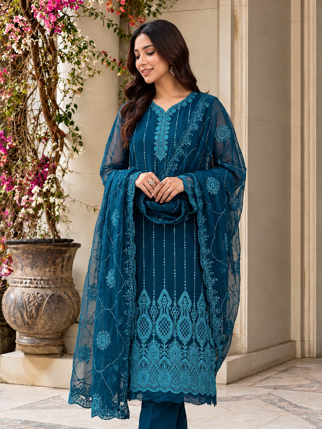 Neelam — Luxury chiffon Embroidered Ensemble