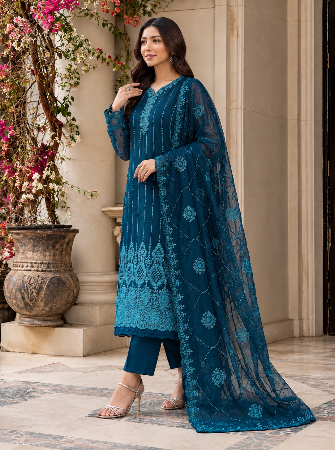 Neelam — Luxury chiffon Embroidered Ensemble