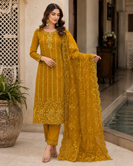 Sunehri Gul Chiffon embroidered 3pc suit