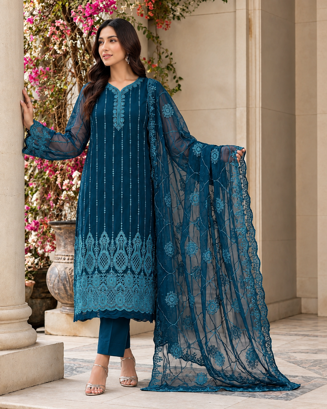 Neelam — Luxury chiffon Embroidered Ensemble