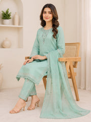Ajwa Collection – Mint Green Embellished 3-Piece Suit
