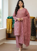 Ajwa Collection | Dusty Rose Embroidered 3-Piece Suit