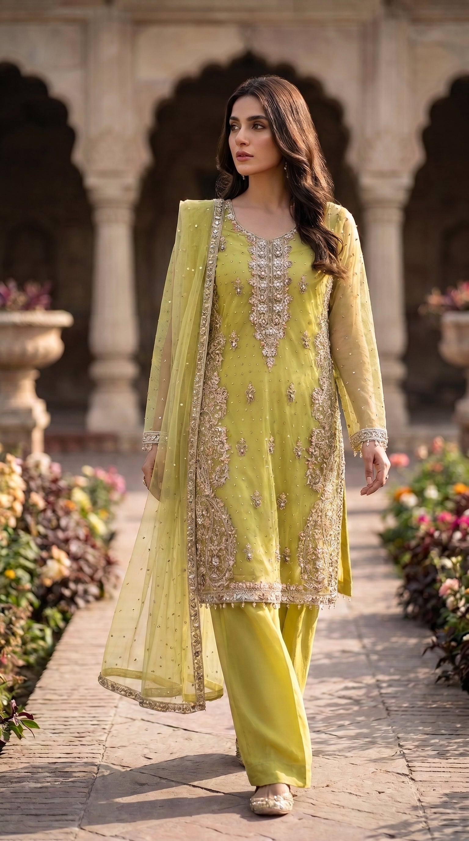Zarafshan hand embellished breeze net 3pc