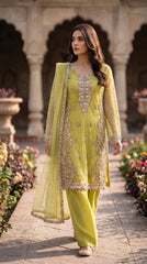 Zarafshan hand embellished breeze net 3pc